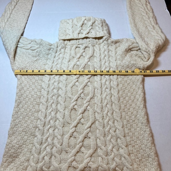 Inis Crafts 100% Merino Wool Cowl Neck Sweater Vintage Irish Fisherman Cable - Picture 7 of 9